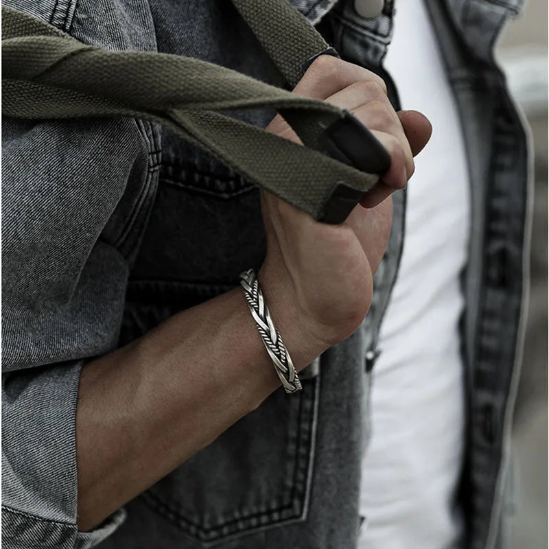 Titan Craft-Bracciale rigido intrecciato in argento sterling