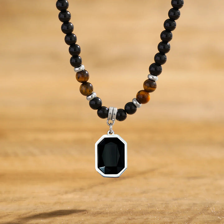 Collana di perle in onice nera