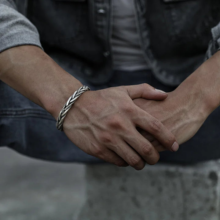 Titan Craft-Bracciale rigido intrecciato in argento sterling