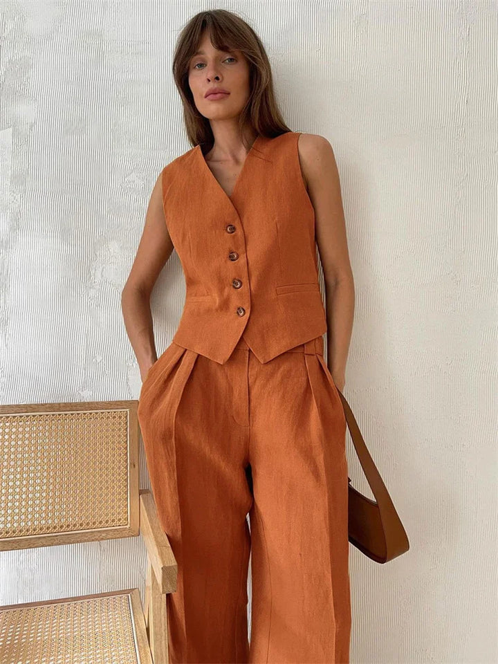 Lina – Elegante completo due pezzi in lino
