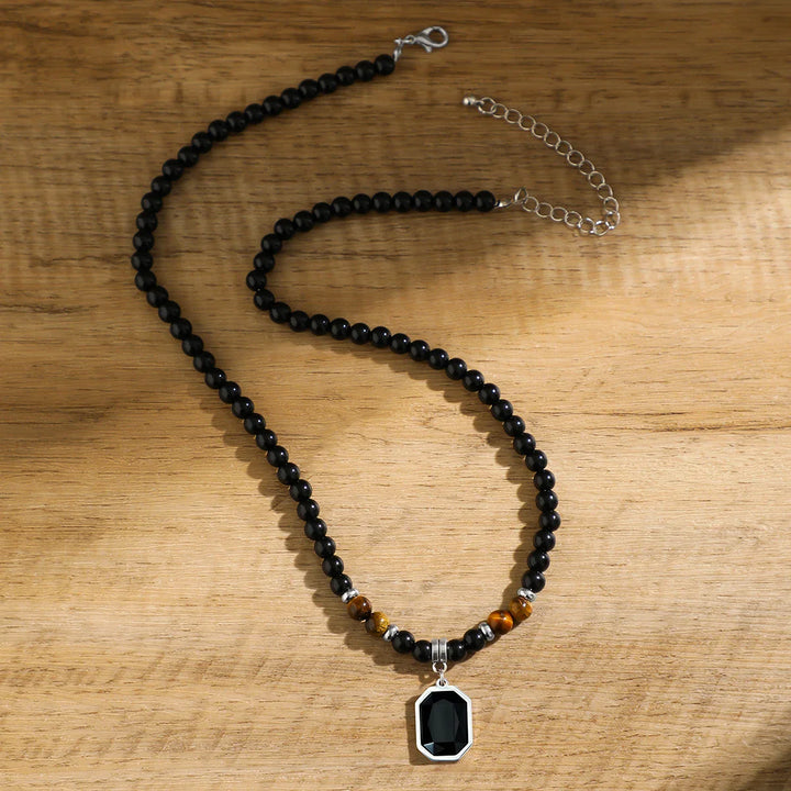 Collana di perle in onice nera