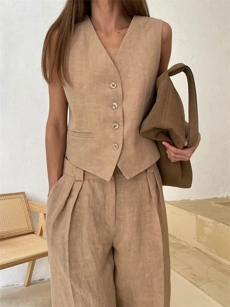 Lina – Elegante completo due pezzi in lino