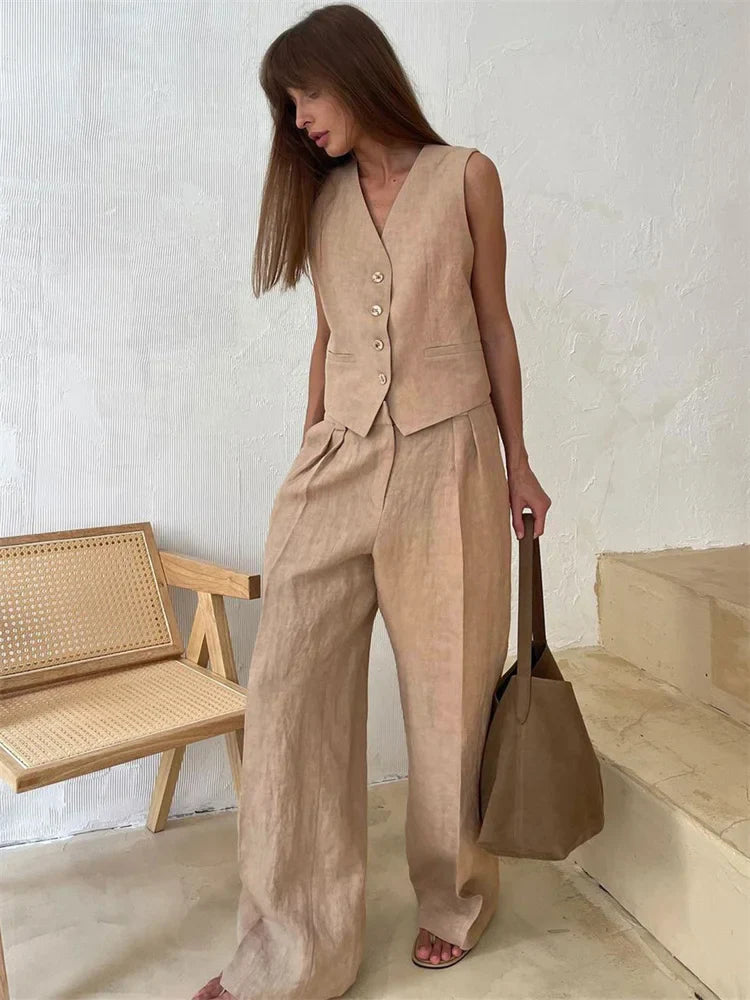 Lina – Elegante completo due pezzi in lino