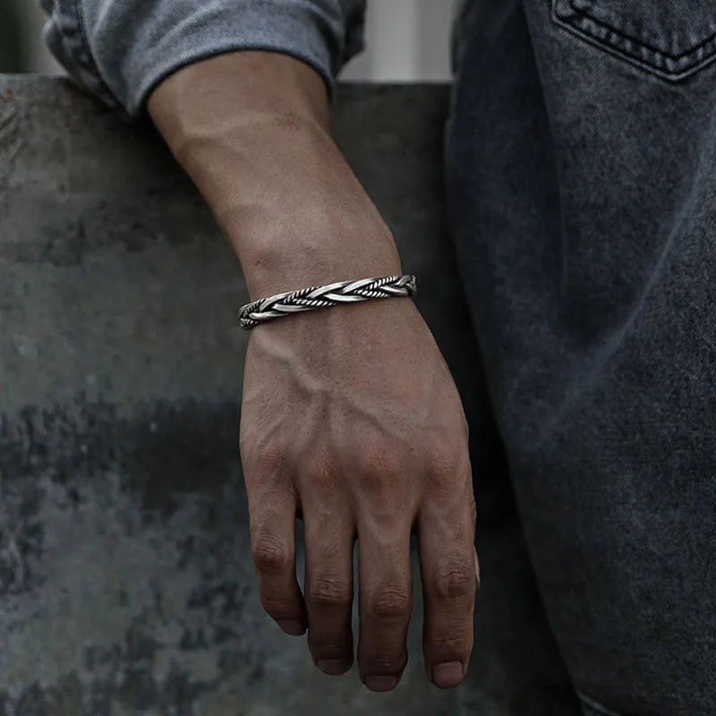 Titan Craft-Bracciale rigido intrecciato in argento sterling
