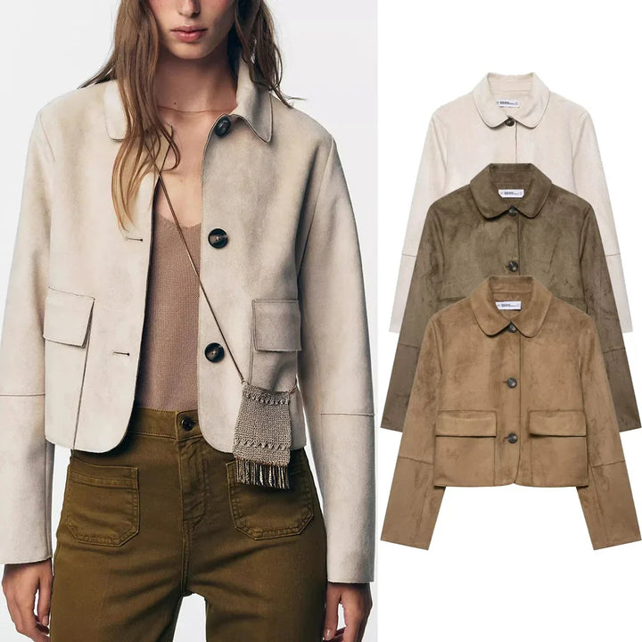 Chiara Valli – Giacca Cropped in Suede