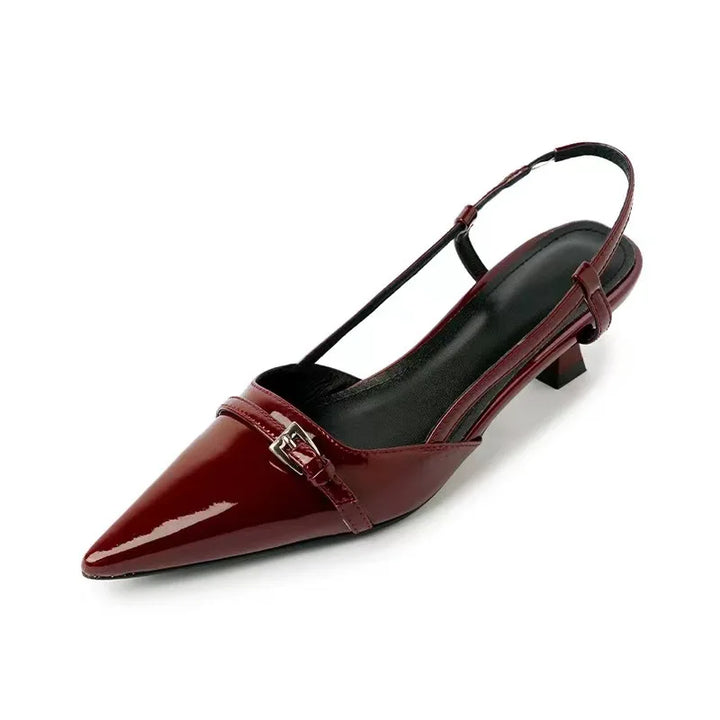 Amalfi Curve – Slingback verniciata con tacco basso