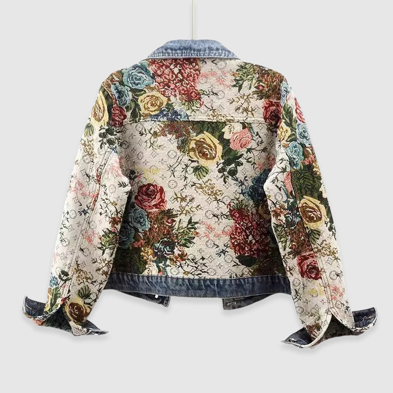 Sofia Amoretti Giacca in Denim Floreale Retrò