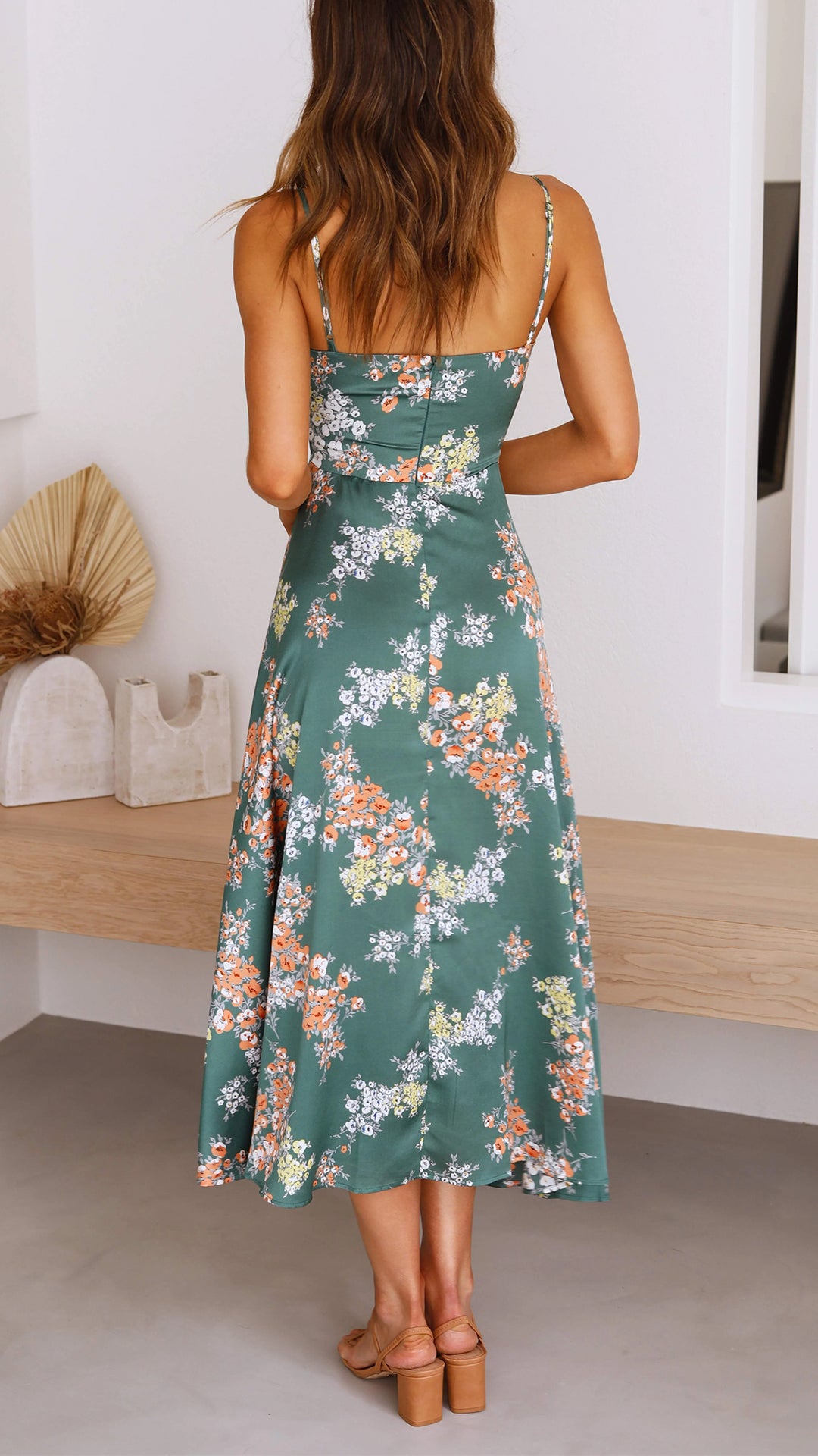 LINA -ABITO MIDI CUT-OUT IN SPACCO FLOREALE CON FIOCCO SUL SENO - BOZZI MILANO
