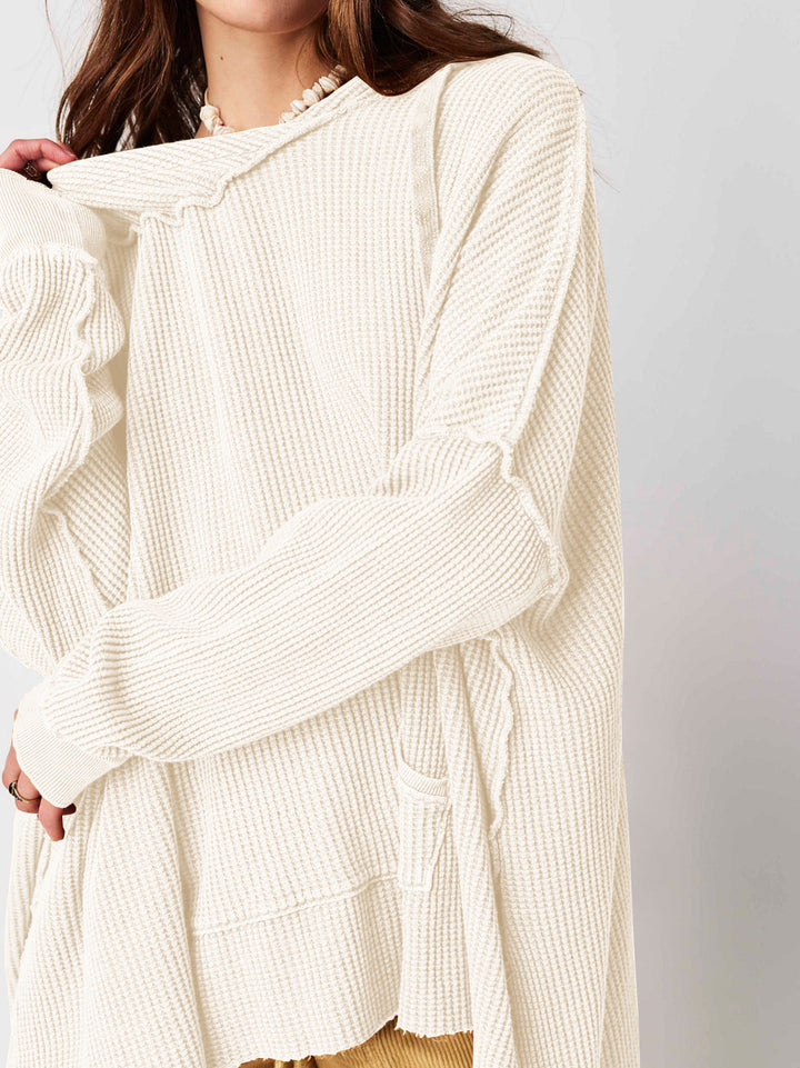Felpa con cappuccio oversize a maglia waffle - Giulia
