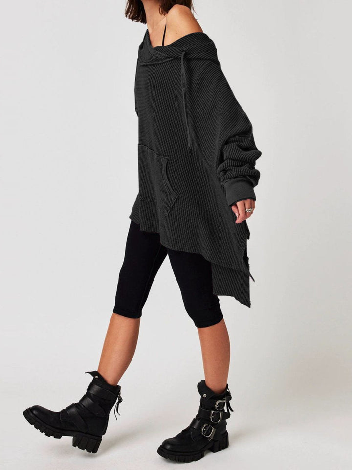 Felpa con cappuccio oversize a maglia waffle - Giulia