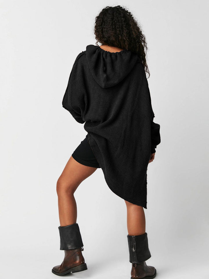 Felpa con cappuccio oversize a maglia waffle - Giulia