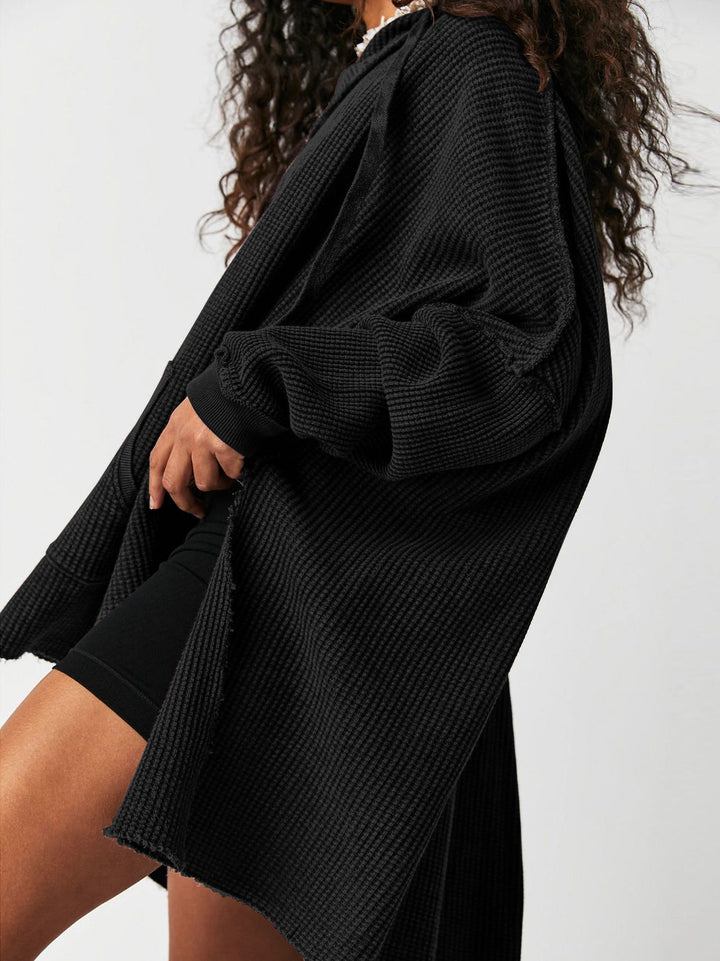 Felpa con cappuccio oversize a maglia waffle - Giulia