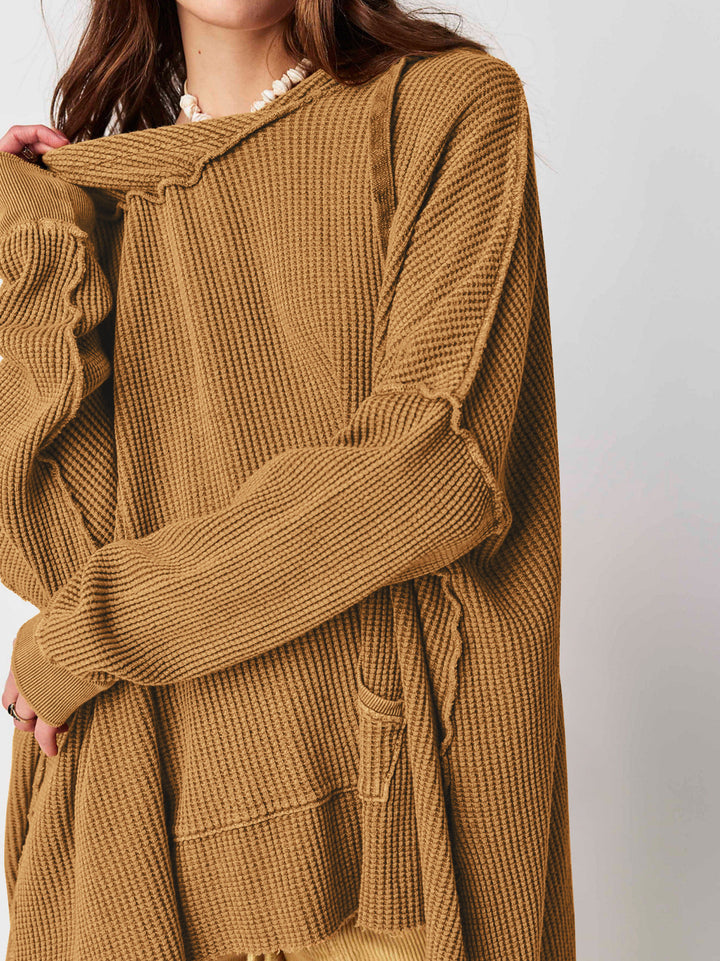 Felpa con cappuccio oversize a maglia waffle - Giulia