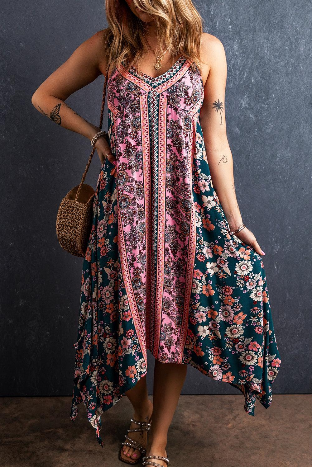 Allegra-Abito Bohémien con Motivo Patchwork
