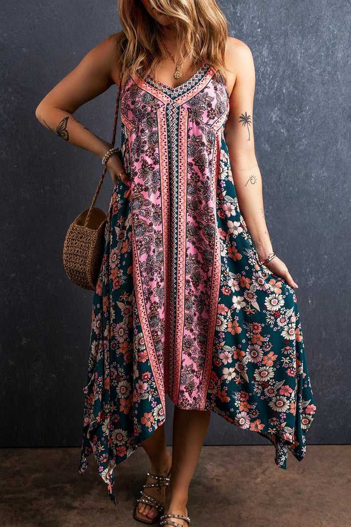 Allegra-Abito Bohémien con Motivo Patchwork