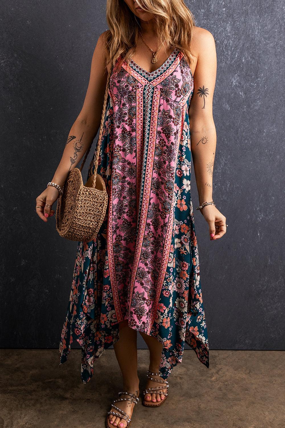 Allegra-Abito Bohémien con Motivo Patchwork