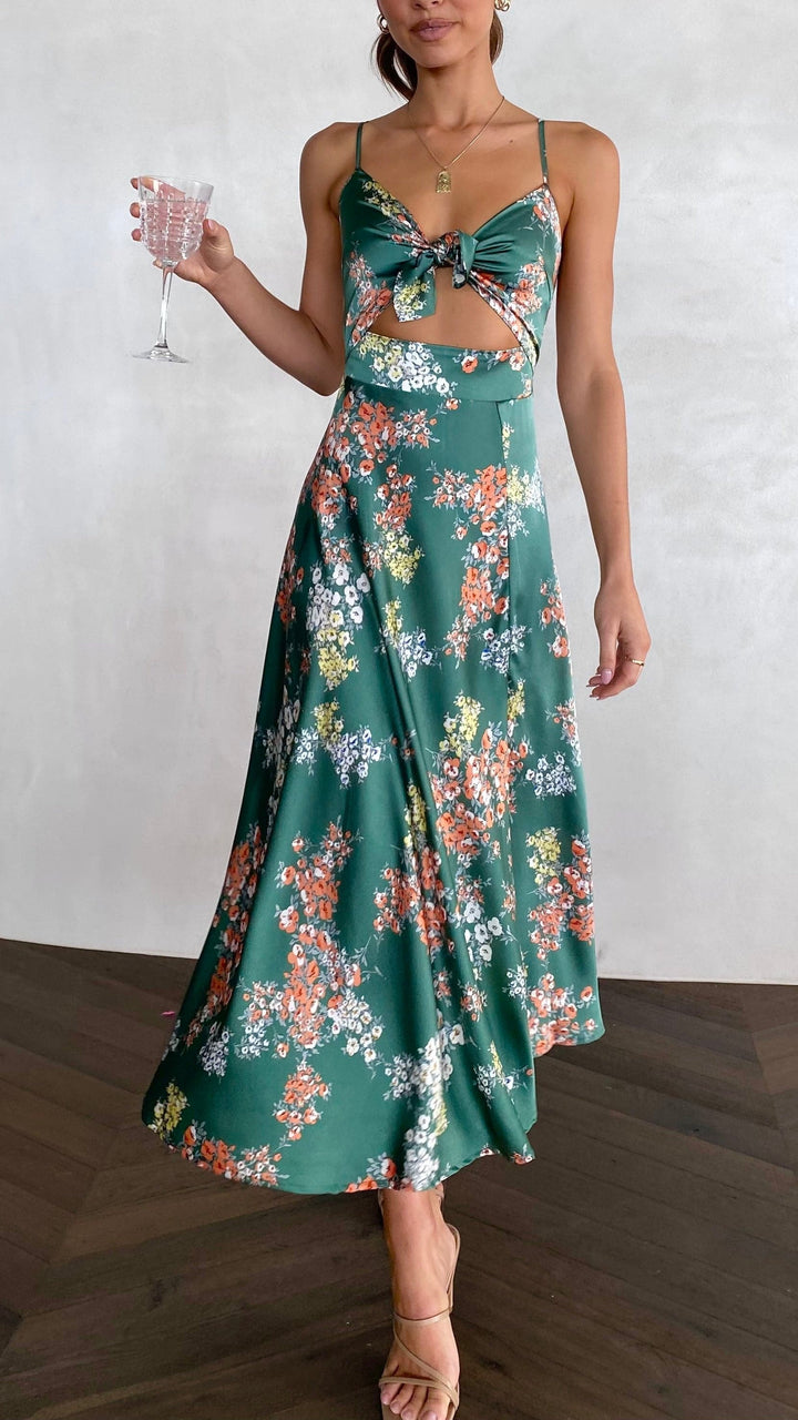 Nerina – Abito midi in raso floreale