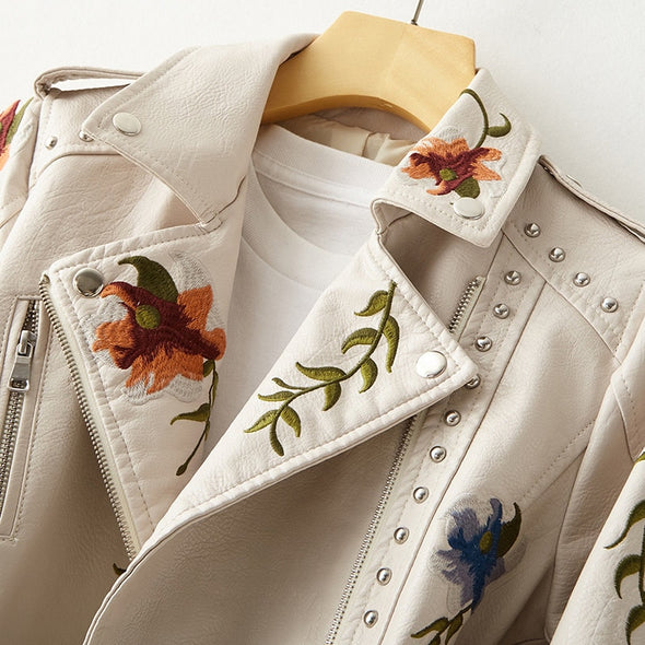 GIACCA IN PELLE EMILIA-CALOU CON RICAMO FLOREALE RÉTRO - BOZZI MILANO