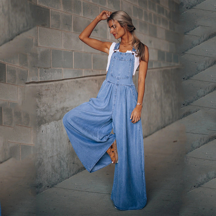 Camilla -Tuta in denim senza maniche con spalline regolabili - BOZZI MILANO