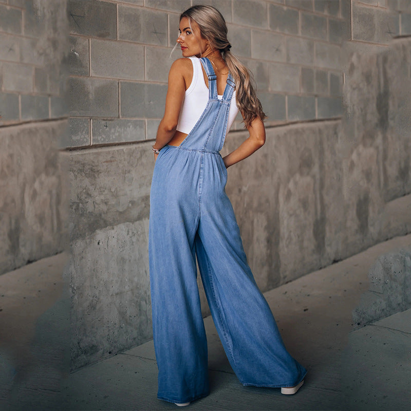 Camilla -Tuta in denim senza maniche con spalline regolabili - BOZZI MILANO