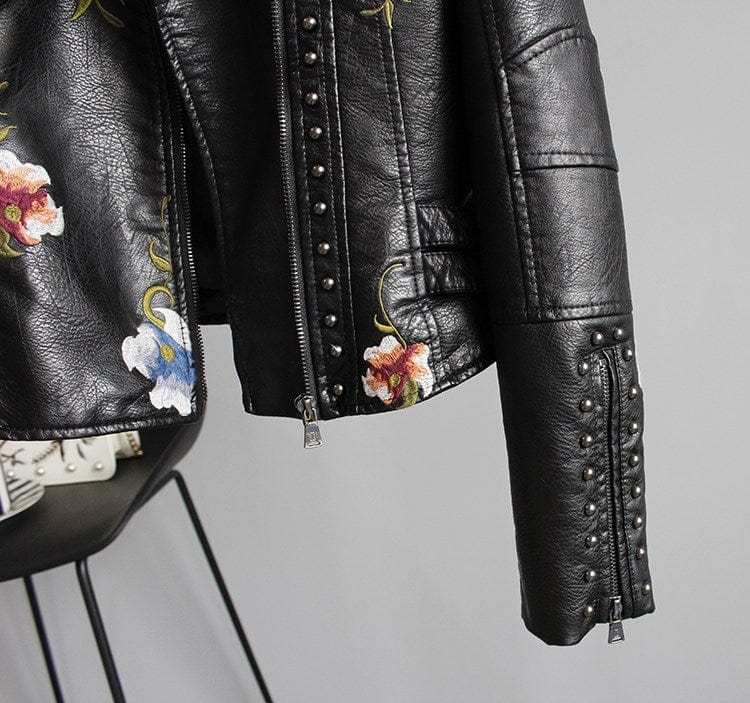 GIACCA IN PELLE EMILIA-CALOU CON RICAMO FLOREALE RÉTRO - BOZZI MILANO